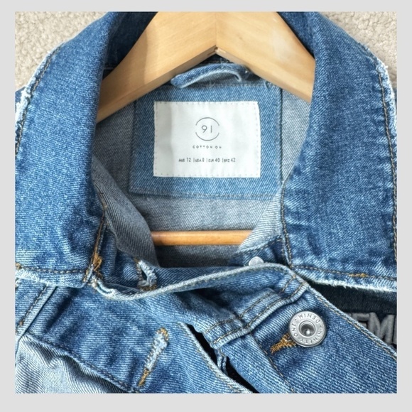 NEW Cotton On Denim Jacket Femme Fierce Graphic Worn In Statement Denim Jacket - Picture 5 of 15